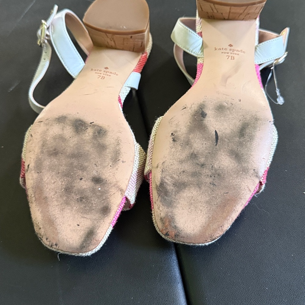 Kate Spade Lottie Pink Striped heel Sandals size 7 b in EUC - Picture 5 of 6